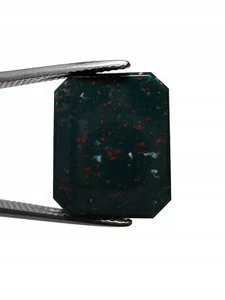 Pietra preziosa DIASPRO DI SANGUE nero piatto ottagono 10x10 mm 1 pz. - Photo 1/3