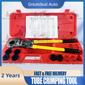 Pipe Crimping Tool Copper Crimper Tube Fittings Pressing Pliers W/ Box 7X Dies - Picture 1 of 7