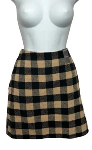 Minifalda Primark Buffalo a Cuadros Talla 4 Mezcla de Lana Costura Trasera Cremallera Nueva - Imagen 1 de 8
