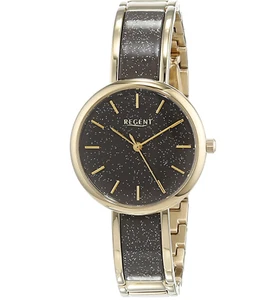 Reloj de cuarzo Regent para dama 31 mm dorado y negro correa de acero inoxidable 12211026 - Imagen 1 de 2
