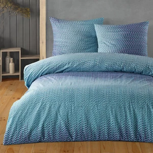 Bettwäsche 155x220 Baumwolle 4 tlg. Renforce Blau Gepunktet mit Reißverschluss - Bild 1 von 6