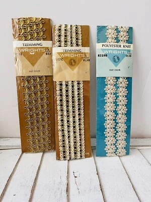 2 Yard Wright's  Vintage Gold And  Floral Trim Edging.  Unopened New Unused - Image 1 of 3
