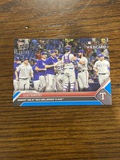 2023 Topps Now #965 Texas Rangers Win AL Wild Card Blue Parallel /49