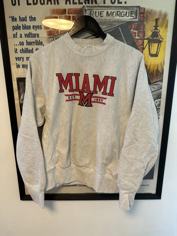 Vintage Champion Reverse Weave Miami Redhawks Crewneck Sweatshirt - Mens Small Cover