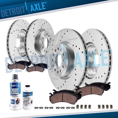 Front Rear Drilled Rotors and Ceramic Brake Pads Kit for 2019 - 2025 Ram 1500 - Image 1 of 4