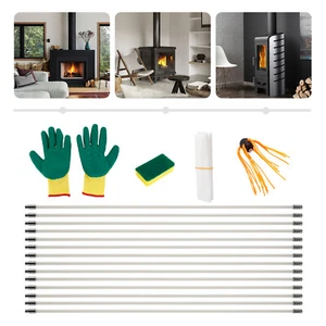 46 Feet Chimney Sweep Kit, Chimney Cleaner, Chimney Cleaning Tools, 14 Rods Set - Picture 1 of 20