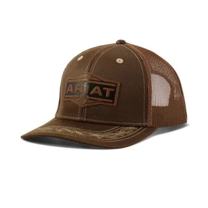 Gorra de béisbol ARIAT vintage de piel aceitosa marrón con parche con logotipo para hombre - Imagen 1 de 2