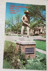 Vintage Boot Hill Famed Cowboy Statue Postcard Dodge City KS Unused - Picture 1 of 2