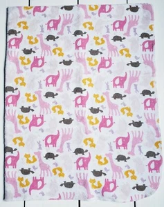 Carters Safari Baby Receiving Blanket Pink Giraffe Elephant Orange Fox Turtle - Picture 1 of 4