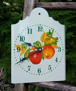 PENDULE Horloge émaillée fruits pommes émail couleurs vives made in France - Imagen 1 de 1
