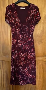 Per Una Burgundy Red Floral Stretch Jersey Bodycon Dress RRP £45 UK14 - Picture 1 of 3