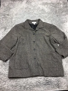 Maggie Mcnaughton Button Up Coat Woman Size 22W Black Brown Winter - Picture 1 of 12