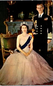 Vintage UK Royal Royalty Postcard Queen Elizabeth & Prince Phillip Posted 1960 - Picture 1 of 3