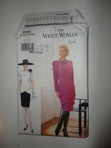 Vogue 9385 Dress Semi Fit Dropped Waist Tiered Skirt Sz 20-22-24 UNCUT FF - Foto 1 di 3