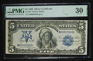 1899 $5 Silver Certificate CHIEF PMG VF30 Fr-278 Circulated Note C2447 - Picture 1 of 2