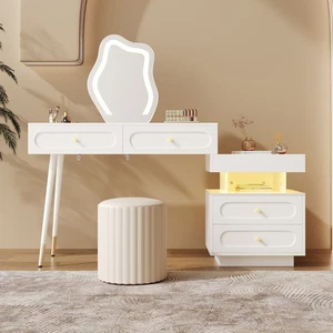 Schminktisch-Set mit LED-Spiegel und Beleuchtung für Schlafzimmer (ohne Hocker) - Bild 1 von 16
