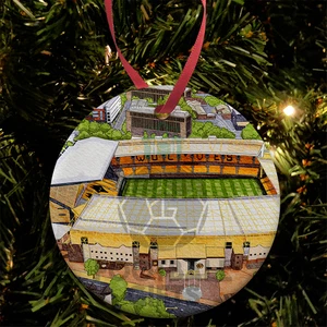 Wolves Around The Grounds Molineux Stadium Water Colour Xmas Ceramic Bauble - Picture 1 of 1