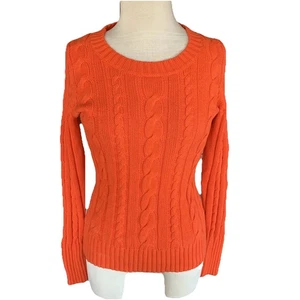 J Crew Orange Cable Knit Sweater Women’s XS Preppy Academia Collegiate School - Picture 1 of 9