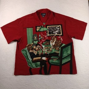 Vintage No Boundaries Shirt Mens 2XL Red Dogs Playing Poker Cigar Loop Collar - Picture 1 of 8