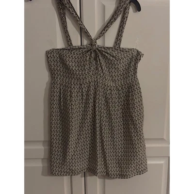 Blusa sin mangas con estampado facial retro PAUL & JOE de seda Foto 1 de 4