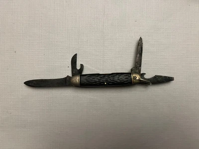 Vintage Camillus Black & Brass 4 Blade 3 1/2” Pocket Knife - Image 1 of 4