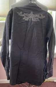 Wrangler Western Shirt Men Size XXL Embroidered Shlder Pearl Snaps Pockets Gray - Picture 1 of 7