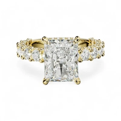 14k Yellow Gold Women Ring Lab Grown IGI Certified 4.5 Carat Radiant Cut Diamond - Image 1 of 4