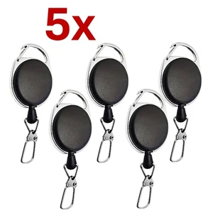 5 x einziehbarer Ausweishalter mit Schlüsselrolle Clip für Schlüssel Karten Mitarbeiter Studenten - Bild 1 von 11