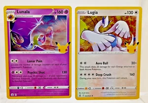 Pokémon Celebration 2021 Lugia 022/025 y Lunala 015/025 Raro Holo Juego de Cartas Coleccionables Pokémon Casi Nuevo - Imagen 1 de 6