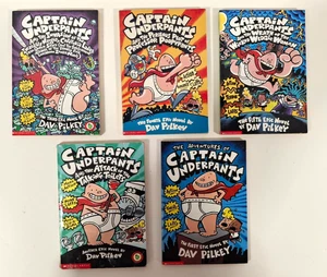 Captain Underpants Adventures of Lot of 5 Paperback Books Book Lot Dav Pilkey - Imagen 1 de 3
