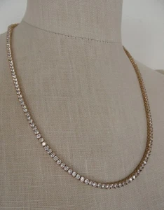 Gld Shop Gold Plated Rhinestones TENNIS NECKLACE Hip Hop Iced Out 31g 23"L Used - Picture 1 of 8