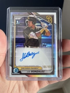 JD Gonzalez 1st Bowman Chrome Auto Refractor /499 - 2024 Bowman CPA-JGO Padres - Picture 1 of 2