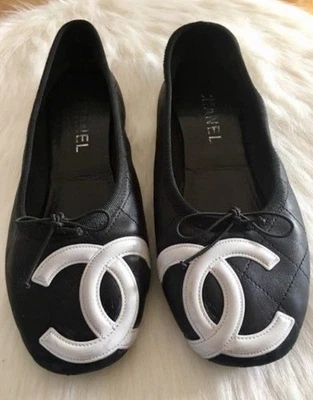 Chanel black and white Cambon ballet flats #Chanel #BalletFlats #Y2K #Coquette - Image 1 of 4