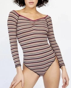 Free People Intimately Put A Stripe On It Thong Bodysuit Long Sleeve X-Small - Picture 1 of 10
