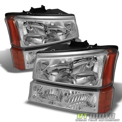 03-06 Silverado Avalanche  Headlights +Bumper Signal Lamp Left+Right Aftermarket - Imagem 1 de 2