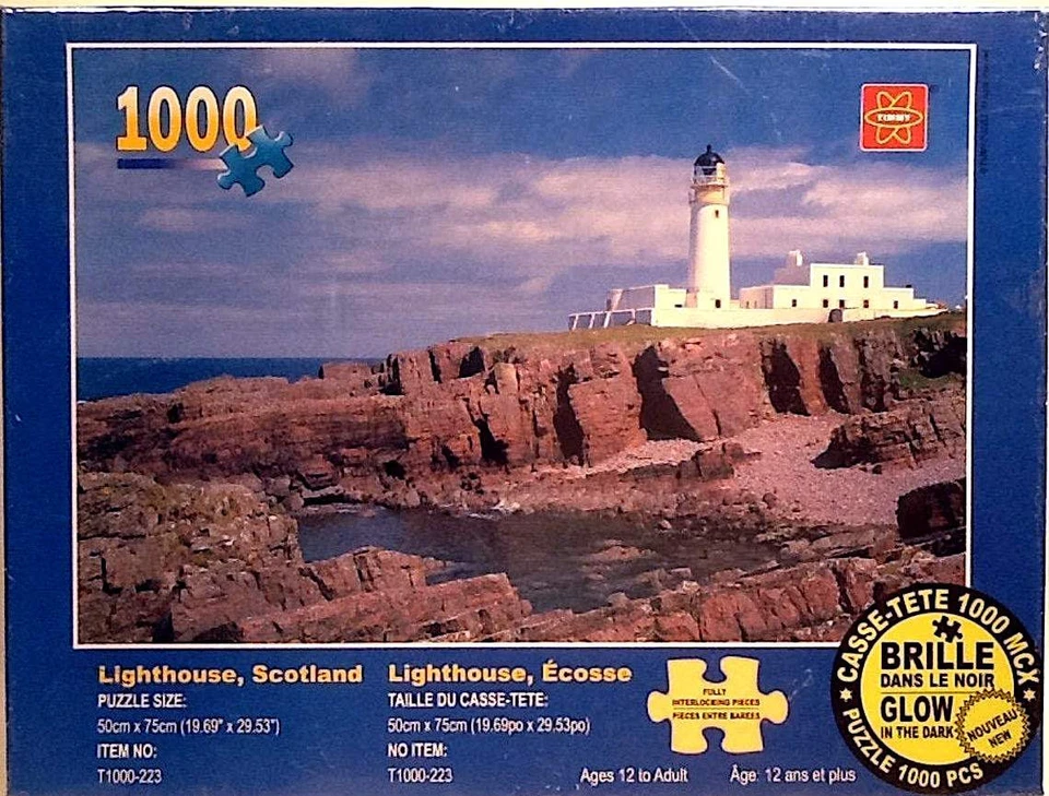 Rompecabezas Lighthouse Scotland Brilla en la Oscuridad Completamente 1000 piezas 19.69" X 29" Karmin Timmy Foto 1 de 1