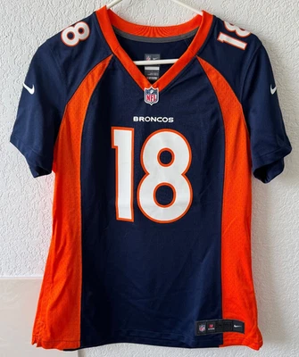 Women's Nike NFL DENVER BRONCOS Peyton Manning #18 On Field Blue Orange Shirt L - Image 1 of 4