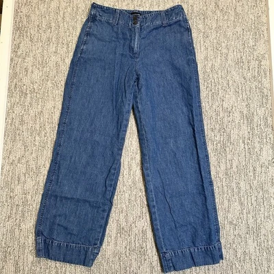 Pantalones chinos de mezclilla Talbots New England para mujer 4 piernas anchas mezcla de cáñamo azul costero Foto 1 de 4