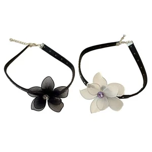 Mesh Flower Women Bridal Adjustable Choker Mariage- Jewelry Y2K Accessories - Picture 1 of 10