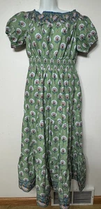 Boden Dress Midi Smocked Green Floral Passion Geo Women’s Size 8P Petite NEW - Picture 1 of 12