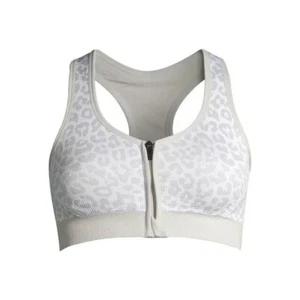 Avia Women's Seamless Zip Front Medium Support Sports Bra Gray many sizes NEW - Picture 1 of 11