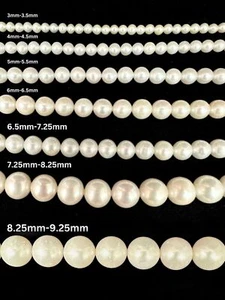 Grade AAA Fresh Water Pearl Round White 3mm-9.25mm in Strand 15.5" - Picture 1 of 11