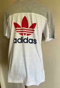 AUTHENTIC Adidas Originals Men's Core Stack T-Shirt White / Gray LARGE L SALE - Picture 1 of 3