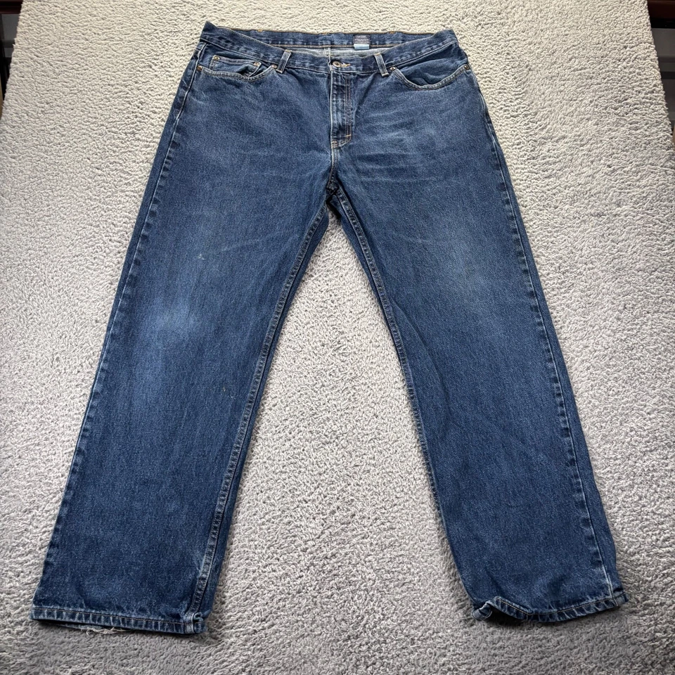 Pantalones de mezclilla holgados sueltos vintage descoloridos Glory para hombre 38x32 azul lavado medio de algodón Foto 1 de 4