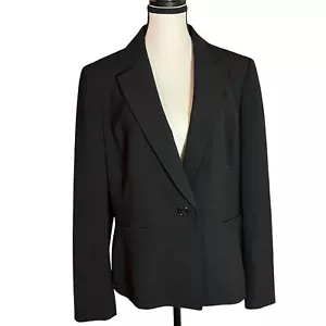 Ann Klein Black Suit Jacket Blazer Women’s Size 14 Office Long Sleeve Wool Blend - Picture 1 of 9