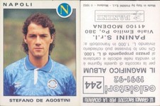 PANINI FOOTBALLERS 1991/92*STICKER FIGURE N.244*NAPLES, STEFANO DE AGOSTINI*NEW