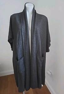 Poetry Dark Blue Oversized Linen Knit Open Front Long Cardigan Sz 16/18 - Picture 1 of 7