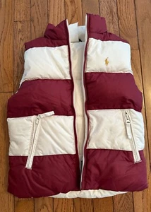 Ralph Lauren Kids Regular S Zipper Pocket Red White Reversible Feather Down Vest - Picture 1 of 5