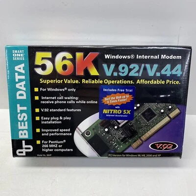 Best Data 56K Internal Modem Smart One V.92/V.44, PCI Slot - NEW - Image 1 of 4