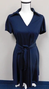 Timormode Women’s V-neck Belted Dress Navy Blue Size Large - Picture 1 of 5